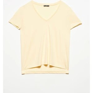 3470 V Yaka Basic T-Shirt-T.sarı