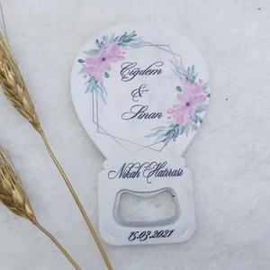 Hayaller Dükkanı 30 Adet Elmas Çiçekli Baskılı Balon Açacak Magnet 11X7 cm Uv Nişan Liği Nikah Şekeri