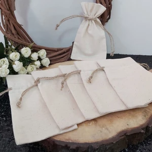 Hayaller Dükkanı 10 Adet Amerikan Kumaş Bez Kese Ipli Büzmeli 9X13 cm