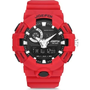 Joefox Erkek Kol Saati Dijital Analog Slikon Kordon Kırmızı