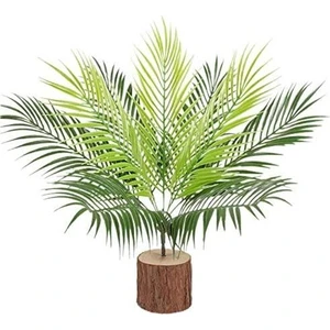 Yapay Çiçek 9 Dallı Areka Ahşap Kütük Saksılı Palmiye Ağacı Salon Bitkisi 45 cm