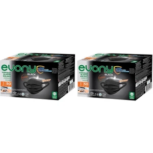 Evony Elastik Kulaklı Siyah Maske 100 Adet