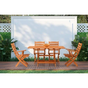 Kunter Mobilya Bahçe / Balkon Takımı Ahşap Katlanır Masa (80x120) ve 4 Sandalye