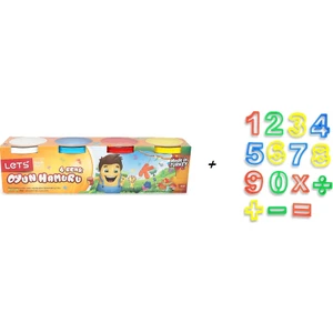 Lets 4'lü Oyun Hamuru 600 gr + 15 Parça Oyun Hamuru Kalıbı Rakamlar Seti