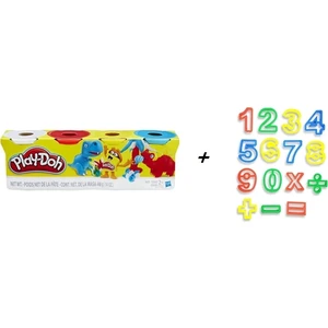 4'lü Oyun Hamuru 448 gr + 15 Parça Oyun Hamuru Kalıbı Rakamlar Seti