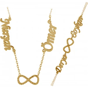 Gümüşhane Silver Sonsuzluk Kolye Bileklik Isimli Takım Set Gümüş Altın Kaplama