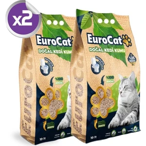Eurocat Hızlı Topaklaşan Doğal Kedi Kumu 10 Lt 3.75 kg 2'li
