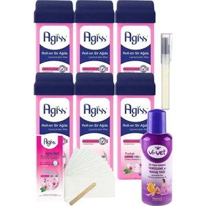 Agiss Pudralı Kartuş Roll On Sir Ağda 100 ml x 6'lı + YAĞ + Bez + Kalempar