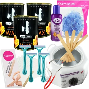 Ağda Isıtıcı Makine New Favor 800 ml Naturel Konserve Sir Ağda Seti 10 Parça Tıraş Bıçaklı