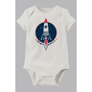 Bebek Beyaz  Baskılı Pamuklu Body