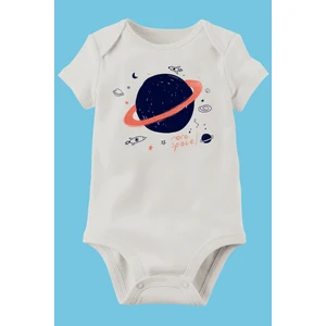 Bebek Beyaz  Baskılı Pamuklu Body