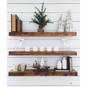 Gift Ahşap Masif Dekoratif 3'lü Uçan Raf Kitaplık Çiçeklik Aksesuar Rafı
