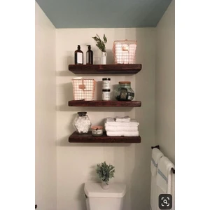 Gift Ahşap Çam Masif Ahşap 3lü Dekoratif Duvar Rafı Kitaplık Raf Çiçeklik 50 cm