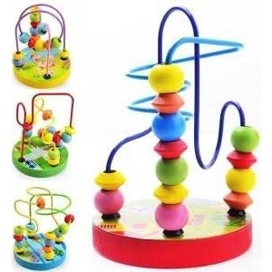 Ahşap Eğitici ve Zeka Koordinasyon Boncuklu Helezon Oyuncak Boncuklu Labirent Oyunu