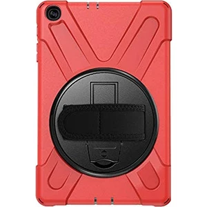 Galaxy Tab A7 10.4 SM-T500-T505-T507 Kılıf Shockproof 3 Katmanlı Standlı Zırh Kılıf Kalem Yerli AL-33407 Kırmızı