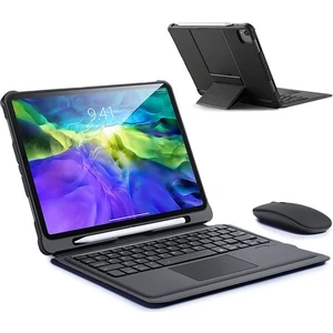 Dux Ducis iPad 11 Pro 2020-2018 Kablosuz Bluetooth Klavye Touchpad Kılıf AL-33408 Siyah