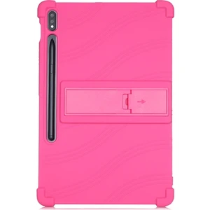 Galaxy Tab S7 T870 -  T875 11 Inç Standlı Silikon Kılıf Fuşya