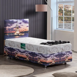 Kız Kulesi Tek Kişilik Baza Başlık Comfort Yatak Seti - 90x190