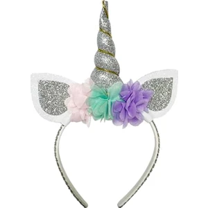 Süsle Bebek ve Parti Unicorn Taç - Gümüş