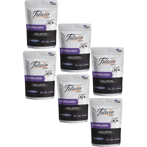Tahılsız Yetişkin Sterilised Kısırlaştırılmış Somonlu Yaş Kedi Maması 85 gr 6 Adet
