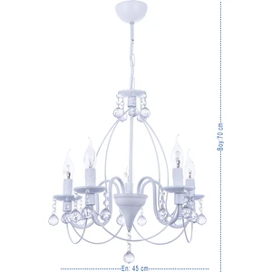 Özpolat Aydınlatma Kale 5 Li Lüx Taşlı Avize (Beyaz)