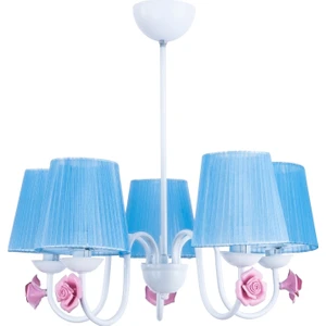 Özpolat Aydınlatma Samara Oturma Odası 5 Li Avize Beyaz (Mavi Şapkalı)