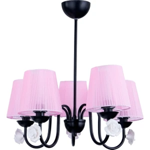 Özpolat Aydınlatma Samara 5 Li Avize Siyah (Pembe Şapkalı)