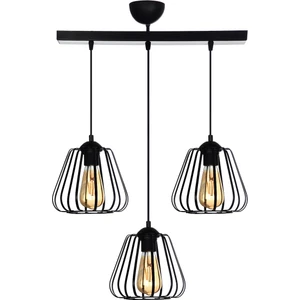 Özpolat Aydınlatma Açelya 3 Lü Sıralı Avize (Siyah)