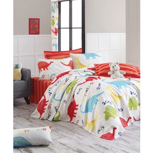 Enlora Home Baskılı Pike Takımı Çift Kişilik Dinazorus Beyaz