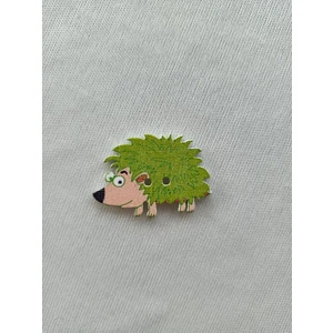 Handmade 10 Adet Kirpi Şekilli 32 x 22 mm El Yapımı Ahşap Düğme