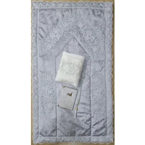Lamazi Home Lamazihome 4 Parça Gri Seccade Seti Seccade Takımı Çeyizlik Papatya