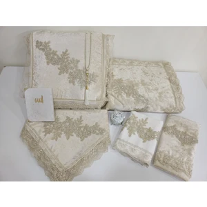 Lamazi Home Lamazihome 8 Parça Cappucino Hurçlu Seccade Seti Seccade Takımı Çeyizlik