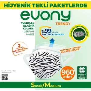 Evony Elastik Kulaklı Trendy Maske Tekli Paketlenmiş 960 Adet