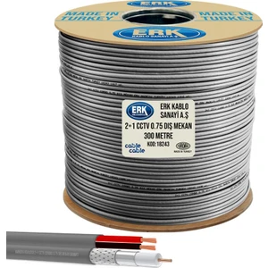 Cable Cable Kamera Kablosu 2+1 Cctv Combo 2x0.75 Dış Mekan 300 mt Erk Yerli