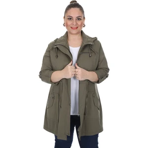 Kadın Büyük Beden Pamuklu Mevsimlik Trençkot 3019 Haki/khaki 21S32003019