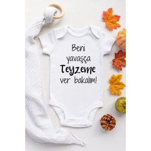 Beni Yavaşça Teyzeme Verin Kısa Kol Çıtçıtlı Bebek Body