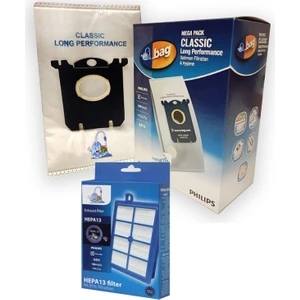 Philips Uyumlu  Performer Compact FC8370 - FC8379 Mega 12'li Paket Toz Torbası + Hepa Filtre