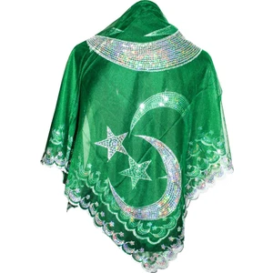 Mami Süs Dünyası Pullu Damat Örtüsü + Eldiven (Yeşil) 1429-C10-AYYILDIZLI Model-2