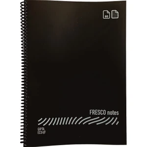 Fresco Notes  Eco Plastik Kapak A4 60 Yaprak Çizgili Spiralli Defter Siyah