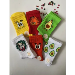 Çorap Dünyam 6'li Renkli Düz Neşeli Kolej Tenis