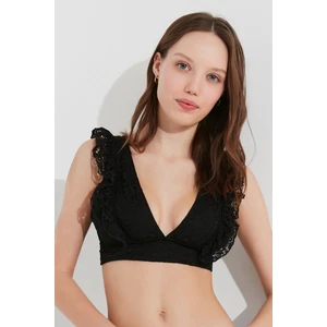 Siyah Casey Deep Frill Bikini Üstü