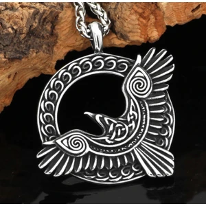 Daisy By Daisy Paslanmaz Çelik Viking Mitoloji Hafıza Simgesi Raven Kuzgun Viking Kolye