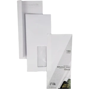 Pencereli Diplomat Zarf Silikonlu 105 x 240 mm 110 gr 500'LÜ Beyaz