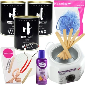 Ağda Isıtıcı Makine New Favor 800 ml Silver Konserve Sir Ağda Seti 9 Parça Tüy Alma Yaylı