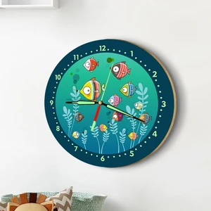 Dekor Loft Fosforlu Gece Parlayan Çocuk Odası Duvar Saati Sualtı Dünyası