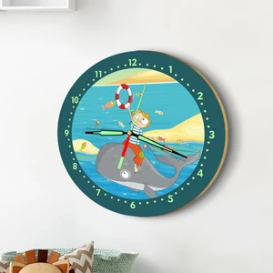 Dekor Loft Fosforlu Gece Parlayan Çocuk Odası Duvar Saati Neşeli Balina