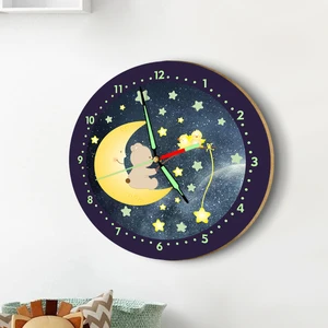 Dekor Loft Fosforlu Gece Parlayan Çocuk Odası Duvar Saati Aydede ve Ayıcık Iyi Geceler