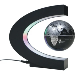 Manyetik Küre Havada Yüzen Dünya LED Işıklı 17.5cm x 17.3cm Gümüş Rengi
