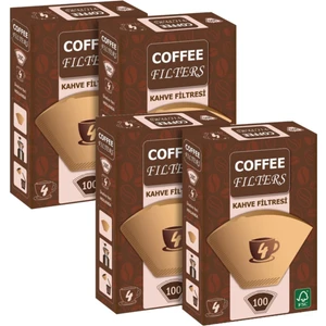 Coffee Filters No:4 4 Numara Filtre Kahve Kağıdı Brown 100'LÜ 4 Paket