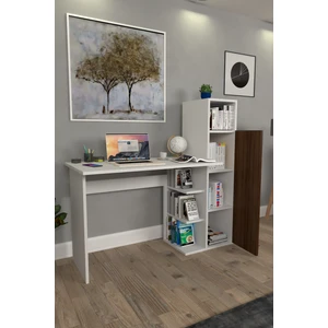 Diamond Dolaplı Çalışma Masası Beyaz Ceviz